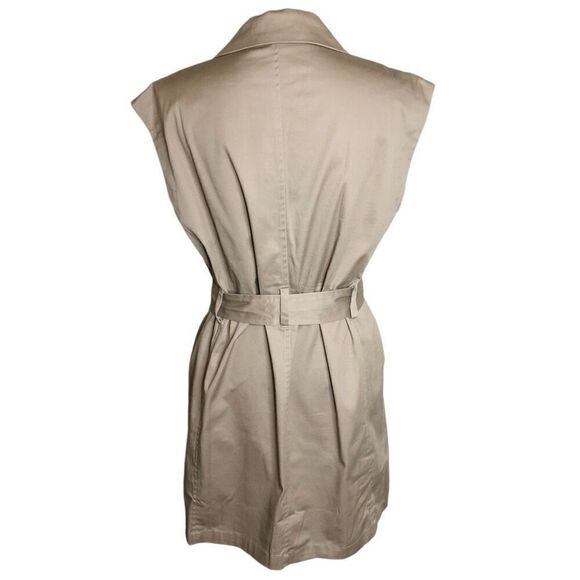 Du Paradis Warm Beige Normcore, Beigecore, Light Academia Belted Dress Sz S NWOT - Picture 5 of 15